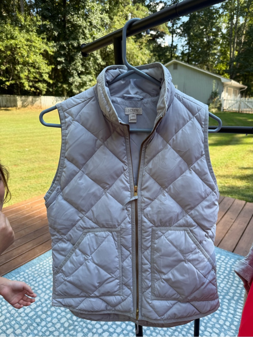 J. Crew Quilted Sleeveless Puffer Vest in Light Gray